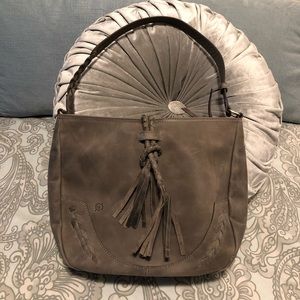 Born Leather Hobo Handbag Gray